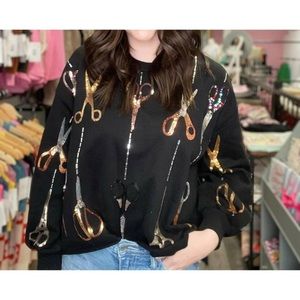 QUEEN OF SPARKLES scissors sweatshirt in black. Great condition!!